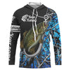 Smallmouth Bass Blue Camo Fish Hook Custom Long Sleeve Fishing Shirts Cornbee
