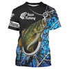 Smallmouth Bass Blue Camo Fish Hook Custom Long Sleeve Fishing Shirts Cornbee