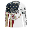Walleye Fishing American Flag Custom Long Sleeve Fishing Shirts, Personalized Patriotic Fishing Gifts UV clothing Cornbee
