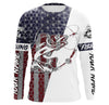 Walleye Fishing American Flag Custom Long Sleeve performance Fishing shirts, personalized Patriotic Fishing Cornbee