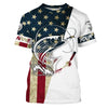 Striped Bass Fishing American Flag Custom UV Long Sleeve Fishing Shirts, personalized Patriotic Fishing gifts Cornbee