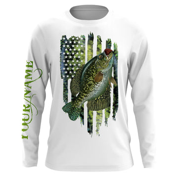 Crappie Fishing scale American Flag Long Sleeve Fishing Shirts, personalized fishing apparel Cornbee
