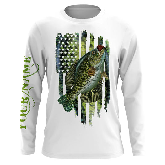 Crappie Fishing scale American Flag Long Sleeve Fishing Shirts, personalized fishing apparel Cornbee