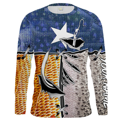 Redfish, Trout, Flounder Texas Slam Texas flag Custom Fishing Shirts, Texas UV Protection Fishing apparel Cornbee