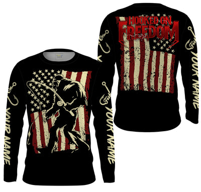 Bigfoot Fishing American Flag Custom Long sleeve Fishing Shirts UV Protection UPF 30+ Cornbee