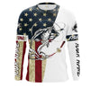 Personalized Bass Fishing American Flag Long Sleeve Fishing Shirts, Patriotic Fishing gifts Cornbee