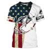 Personalized Bass Fishing American Flag Long Sleeve Fishing Shirts, Patriotic Fishing gifts Cornbee