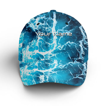 Saltwater Sea wave camo Custom Adjustable Fishing Baseball Trucker Angler hat cap Cornbee