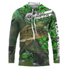 Walleye Fishing Fish Skeleton Custom Long Sleeve Fishing Shirts Fishing Jerseys For Men | Green Camo Cornbee