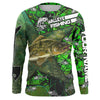 Walleye Fishing Fish Skeleton Custom Long Sleeve Fishing Shirts Fishing Jerseys For Men | Green Camo Cornbee