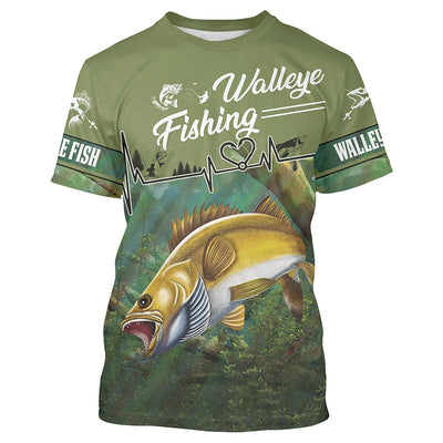 Walleye Fishing Custom Long Sleeve performance Fishing Shirts Cornbee