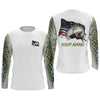 Speckled Trout Fishing American Flag Custom Long sleeve performance Fishing Shirts, Patriotic Fishing apparel Cornbee