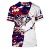 Personalized Bass Fishing Red, White And Blue camo Fishing Shirts, Patriotic Bass Fishing jerseys Cornbee