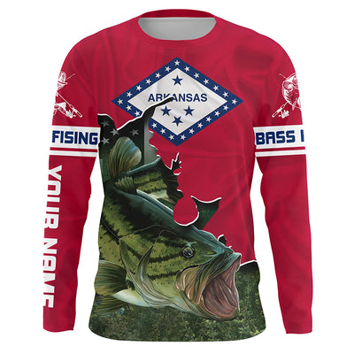 Largemouth Bass Fishing 3D Arkansas Flag Patriot Custom name All over print shirts - personalized fishing gift Cornbee