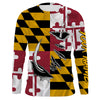 Maryland Flag 3D Fish Hook UV Protection Custom Long Sleeve performance Fishing Shirts Cornbee