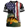 Yellow Perch Fishing American Flag Custom Long Sleeve Fishing Shirts, Patriotic tournament Fishing Shirts Cornbee
