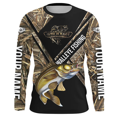 Walleye fishing camo Customize name All over print shirts Cornbee