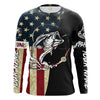 Personalized Bass Fishing American Flag Custom Long Sleeve Fishing Shirts, personalized Patriotic Fishing gifts Cornbee