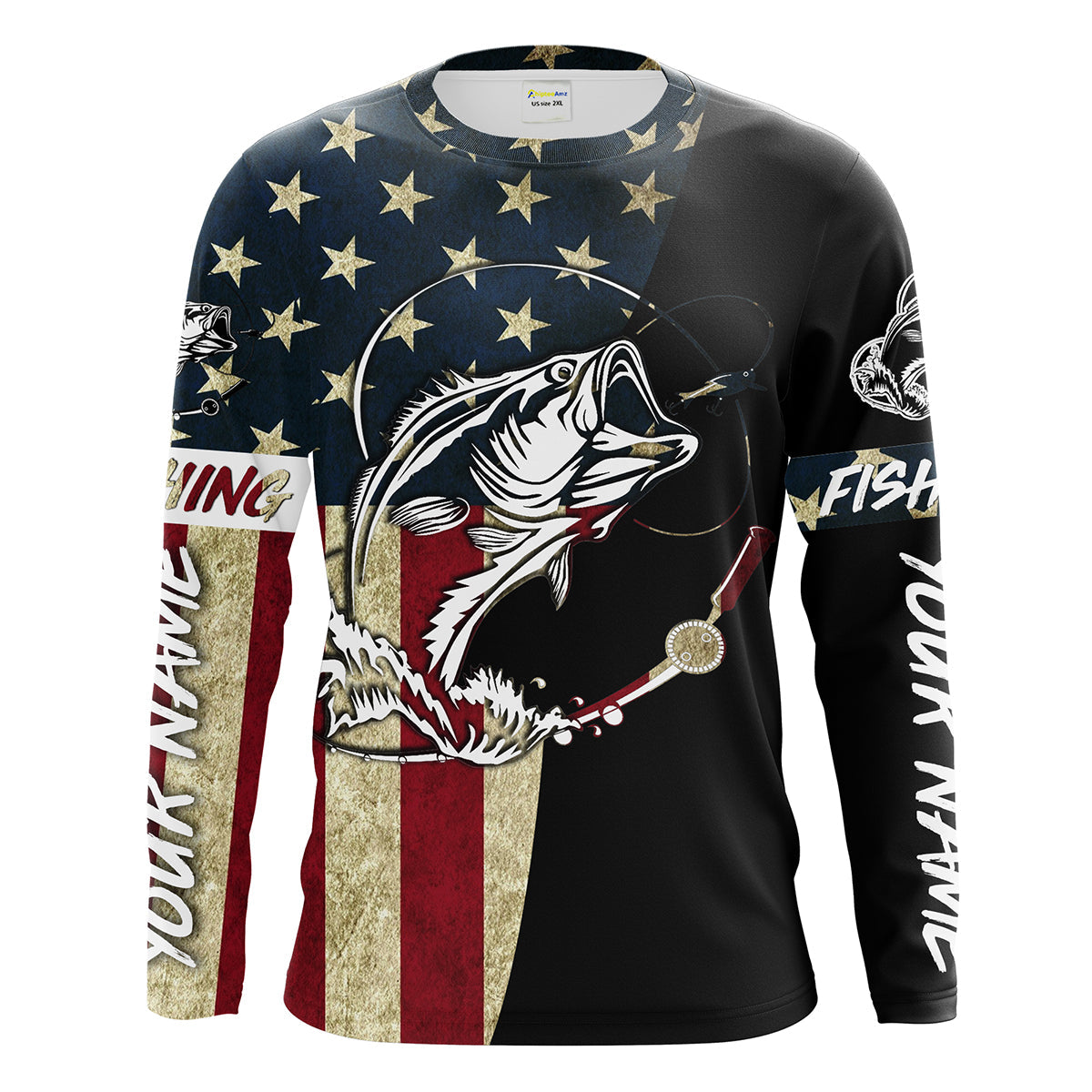Patriotic Fishing Reel American Freedom Flag Gift T-Shirt gh bass