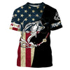 Personalized Bass Fishing American Flag Custom Long Sleeve Fishing Shirts, personalized Patriotic Fishing gifts Cornbee