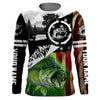 Largemouth Bass Fishing American flag patriot performance fishing shirt UV protection customize name long sleeve UPF 30+ Cornbee