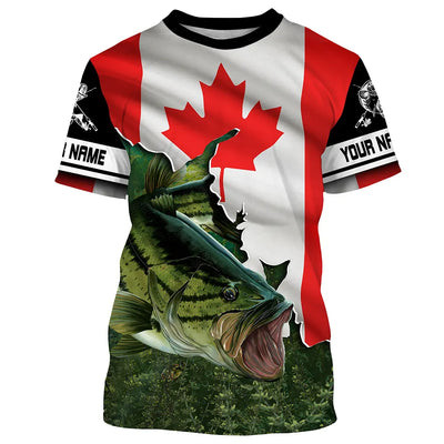 Largemouth Bass Fishing 3D Canada Flag Patriot Custom name All over print shirts - personalized fishing gift for men and women Cornbee