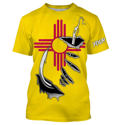 NM Fishing 3D Fish Hook New Mexico Flag UV protection quick dry customize name long sleeves shirts Cornbee