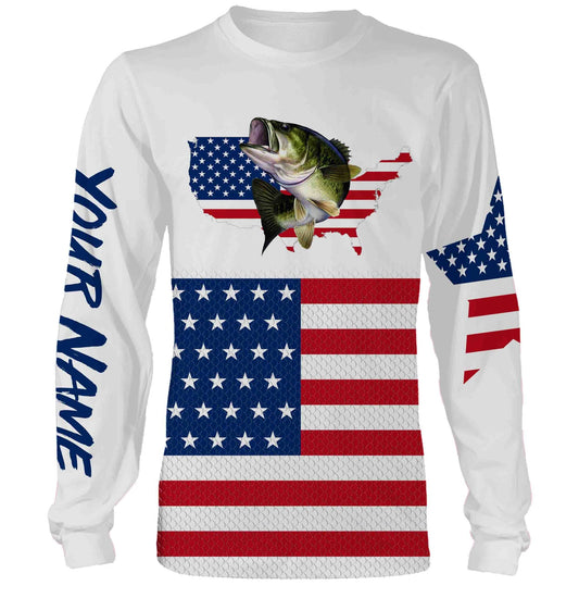 Bass Fishing American Flag Patriot Custom name All over print shirts - personalized 4th of July fishing gift Cornbee