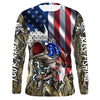 American flag patriotic Largemouth Bass camo fishing, custom mens long sleeve sun protection shirts Cornbee