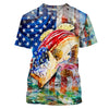 Bass Fishing American Flag Custom UV Long Sleeve Fishing Shirts, Patriotic 4th of July Fishing Shirts Cornbee