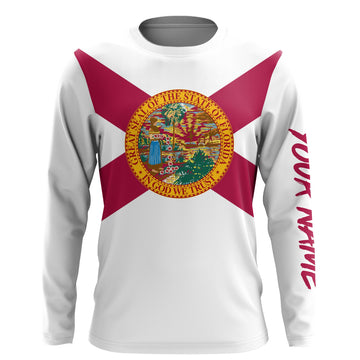 Custom Florida Flag Shirts, Patriot Long Sleeve Performance Shirts UV Protection Upf 30+ Cornbee