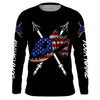 Bowfishing American Flag Custom Long Sleeve Fishing Shirts, patriotic Bow Fishing gifts Cornbee