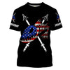 Bowfishing American Flag Custom Long Sleeve Fishing Shirts, patriotic Bow Fishing gifts Cornbee