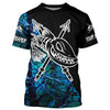Black Teal Blue Camo Bowfishing Shirts, Bow Fishing Long Sleeve Performance Shirts Cornbee