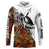 Orange Camo Custom Bow Fishing Shirts, Bowfishing Uv Long Sleeve Fishing Shirts Cornbee