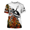 Orange Camo Custom Bow Fishing Shirts, Bowfishing Uv Long Sleeve Fishing Shirts Cornbee
