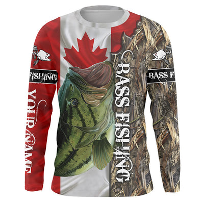 Bass Fishing Canada Flag Custom name All over print shirts - personalized fishing gift Cornbee