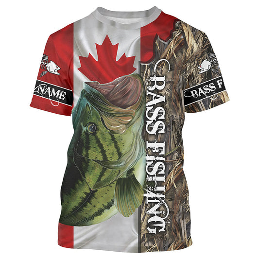 Bass Fishing Canada Flag Custom name All over print shirts - personalized fishing gift Cornbee