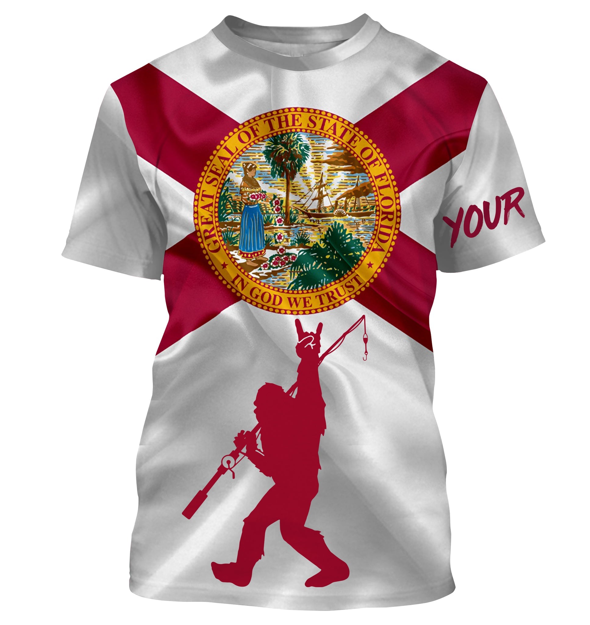 Florida fishing FL flag patriotic bigfoot sassquatch custom Name