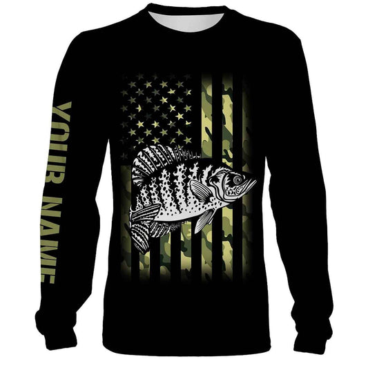 Crappie Fishing American Flag patriotic Black Camo Custom Name 3D All Over Printed Shirts Cornbee