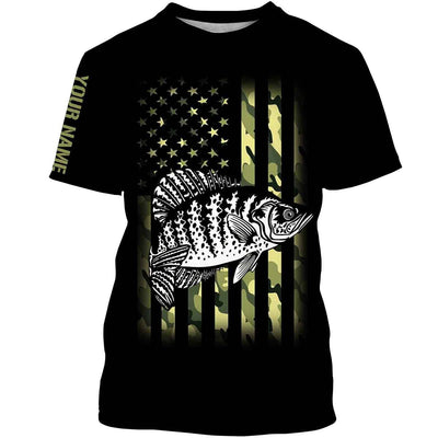 Crappie Fishing American Flag patriotic Black Camo Custom Name 3D All Over Printed Shirts Cornbee