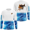 Custom Redfish Fishing Jerseys, Personalized red drum sea wave camo Long sleeve, Long Sleeve Cornbee