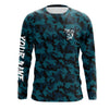 Custom Bass Fishing Jerseys, Personalized Bass fishing blue camouflage fishing Long sleeve shirts Cornbee
