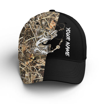 Walleye Fishing Tattoo camo Custom fishing hat Unisex Fishing Baseball Angler camo hat Cornbee