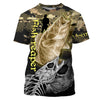 Walleye Fishing fish skull reaper camouflage Customize Name All-over Print Unisex fishing T-shirt Cornbee
