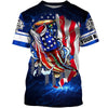 Bass Fishing 3D American Flag patriotic Customize name All over print shirts  Cornbee
