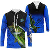 Custom blue Largemouth Bass Fishing Jerseys, personalized bass fishing tournament Long sleeve shirt Cornbee