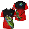 Custom red Largemouth Bass Fishing Jerseys, personalized bass fishing tournament Fishing T-shirt Cornbee
