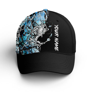 Bass Fishing Tattoo teal blue camo Custom fishing hat Fishing Baseball fisherman hat Cornbee