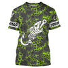 Custom Green Camo fishing T-shirt Fish hook skull sun protection fishing jerseys | T-shirt Cornbee
